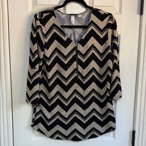 Tacera Black and Tan Chevron Tunic